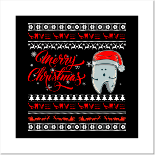 funny Chritsmas tooth with Santa hat shirt - Christmas dentist shirt - tooth merry Christmas gift dentist dental student dentistry Posters and Art